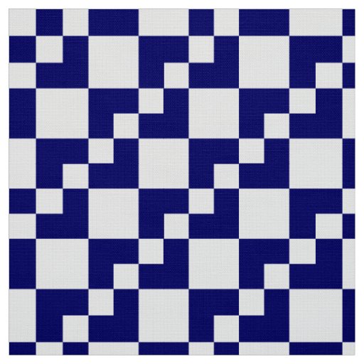 Patchwork Domino - Deep Navy Blue and White Fabric