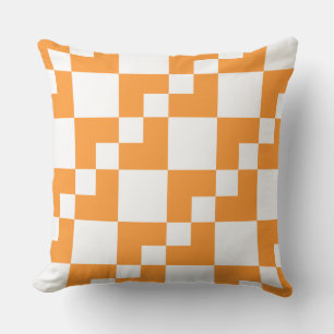 Patchwork Domino - Light Orange and White Throw Pillow