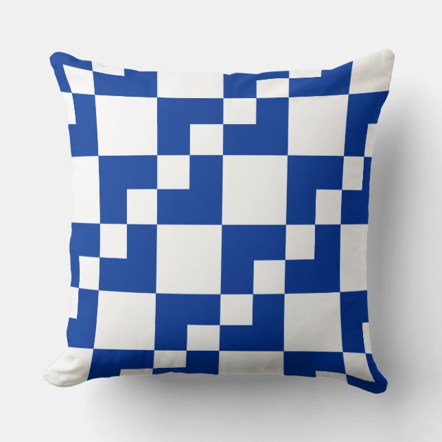 Patchwork Domino - Navy Blue and White Throw Pillow (Front)