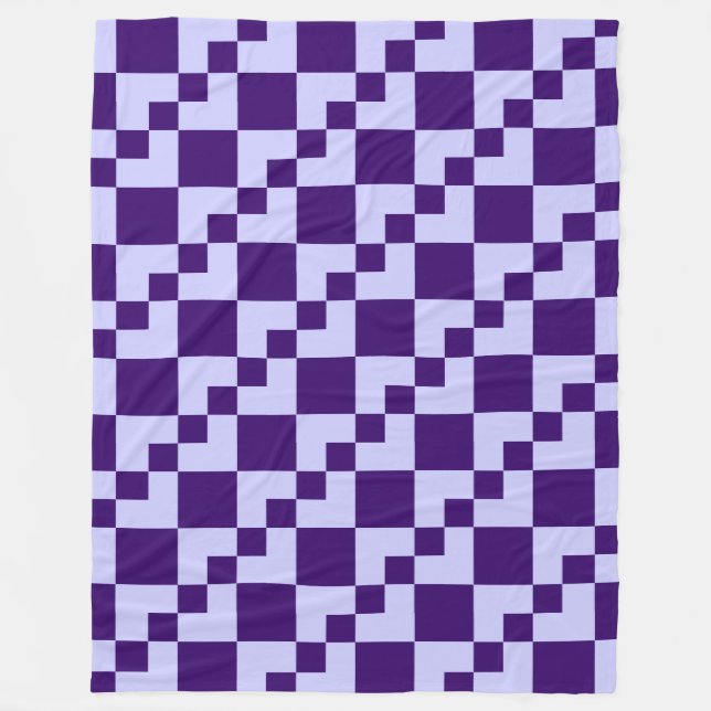 Patchwork Domino - Powder Blue and Deep Purple Fleece Blanket (Front)