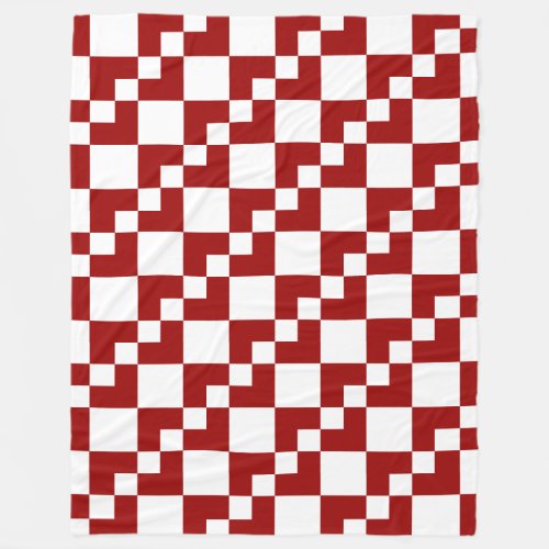 Patchwork Domino _ Ruby Red and White Fleece Blanket