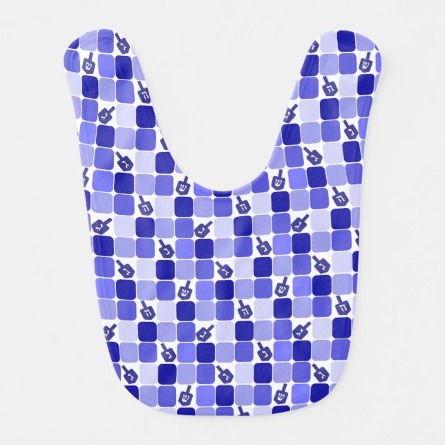 Patchwork Dreidels Baby Bib (Front)