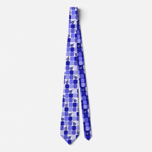 Patchwork Dreidels in Blue Neck Tie