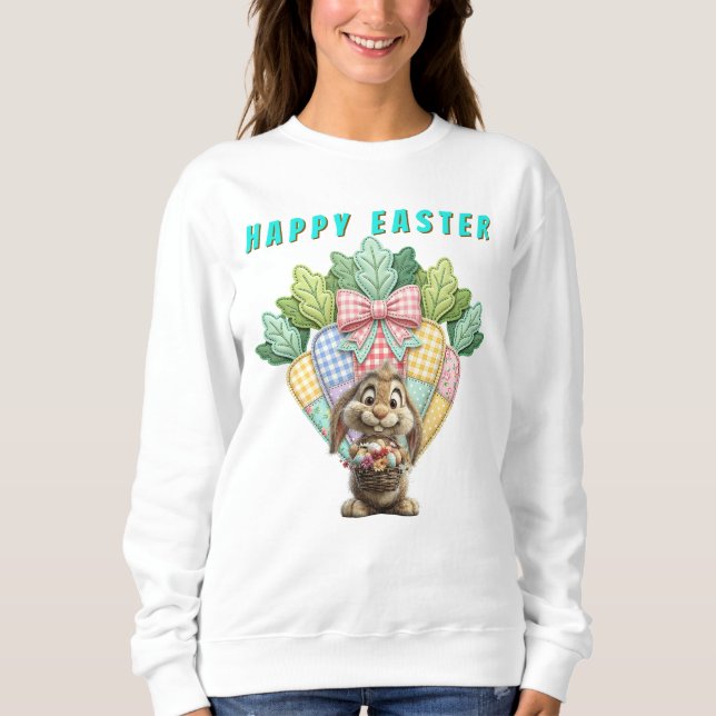 Patchwork Easter Carrots  Sweatshirt (Front)