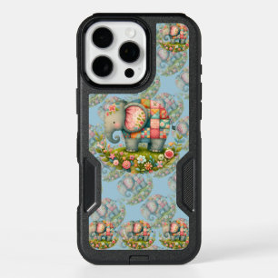 Patchwork Elephant Floral Meadow Charm iPhone 16 Pro Max Case