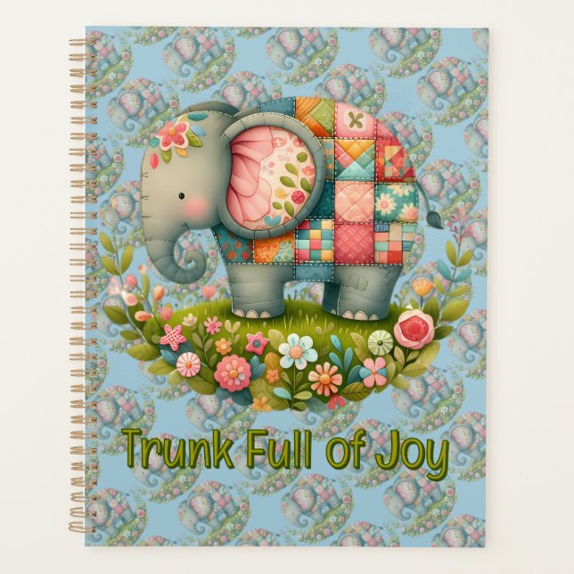 Patchwork Elephant Floral Meadow Charm Planner (Front)