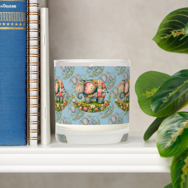 Patchwork Elephant Floral Meadow Charm Scented Candle (Shelf)