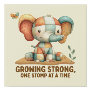 Patchwork Elephant “Growing Strong Faux Canvas Print