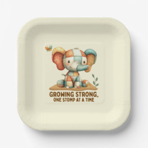 Patchwork Elephant “Growing Strong Paper Plates