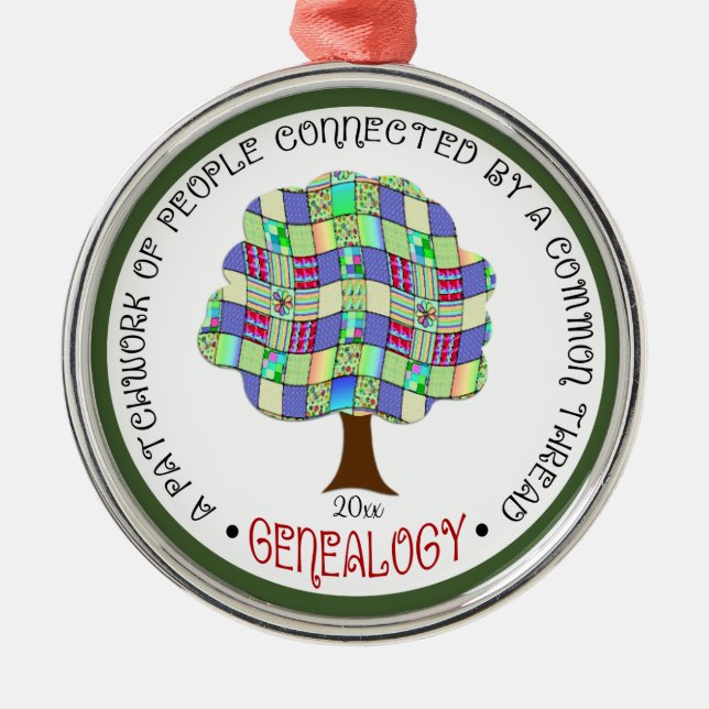 Patchwork Family Tree Genealogy Gift Elegant Metal Ornament (Front)