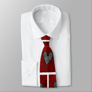 Patchwork Faux Metalic Design Neck Tie