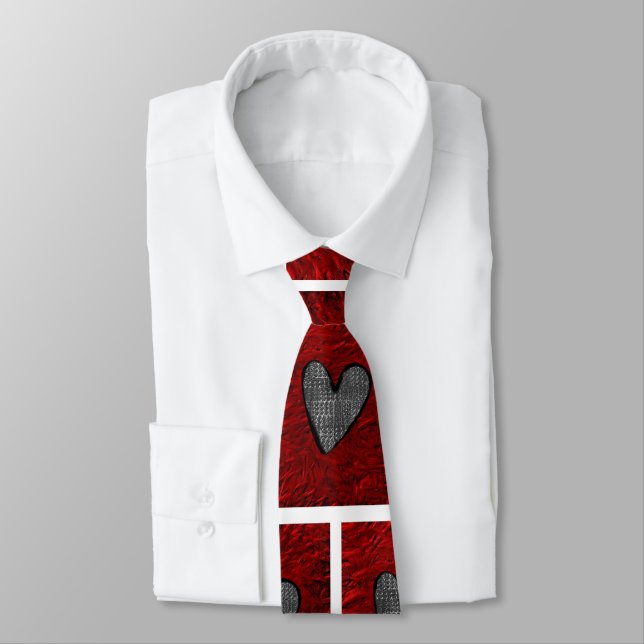 Patchwork Faux Metalic Design Neck Tie (Tied)