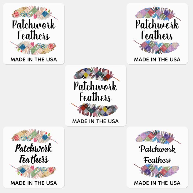 Patchwork Feathers Fabric Labels (Group)