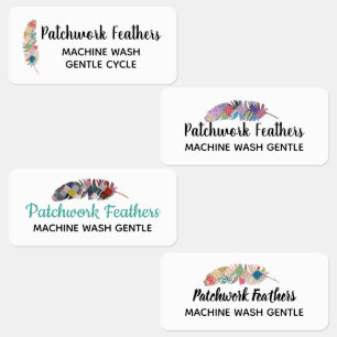 Patchwork Feathers Rectangle Fabric Labels