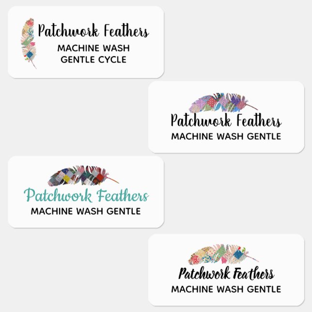 Patchwork Feathers Rectangle Fabric Labels (Group)