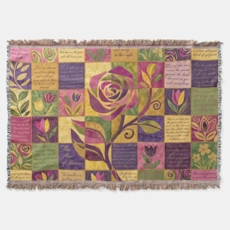 Patchwork Floral Abstract Colorful Vintage Retro Throw Blanket