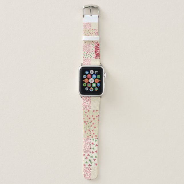 Patchwork Floral: Hand Drawn Ornaments. Apple Watch Band (Front)