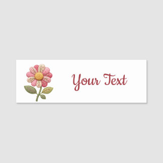 Patchwork Flower in Country Style Name Tag