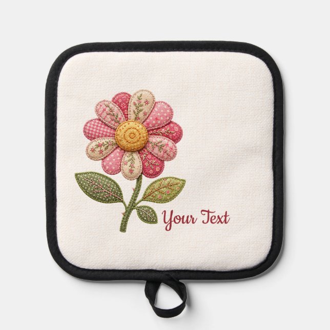 Patchwork Flower in Country Style Pot Holder (Front)