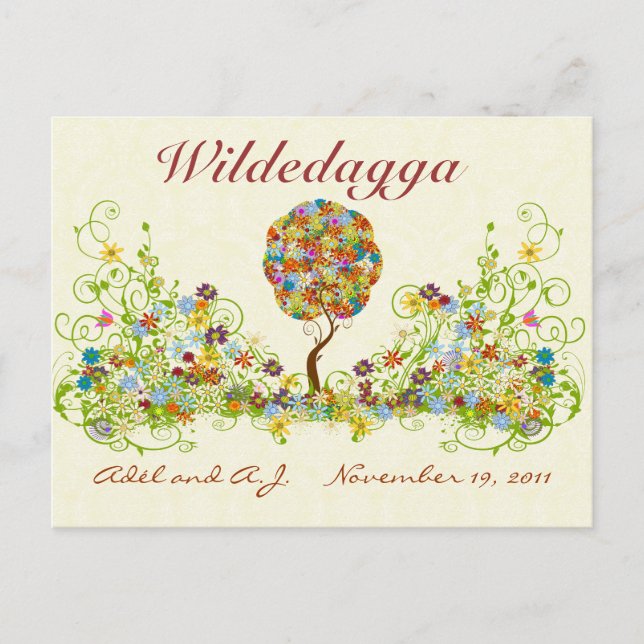 Patchwork Flower Love Tree Thank You Post Card (Front)