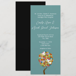Patchwork Flower Tree and Bees Wedding Invitation