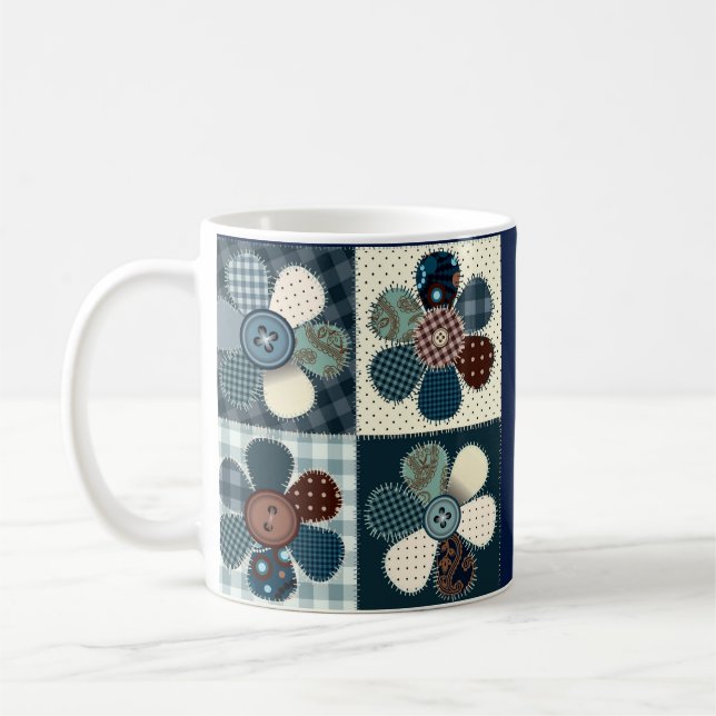 Patchwork Flowers Personalized Coffee Mug (Left)