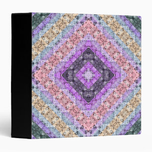 Patchwork folk retro ornamental decor violet beige 3 ring binder