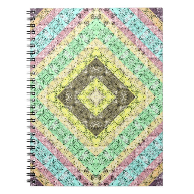 Patchwork folk retro ornamental decor yellow brigh notebook (Front)