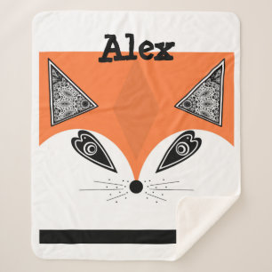 Patchwork Fox, applique Fox, Fox, children's Sherpa Blanket