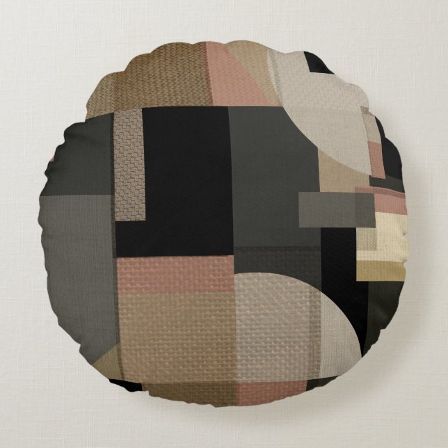 Patchwork Geometric Pattern Round Pillow (Front)