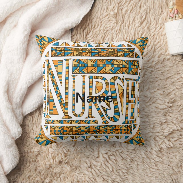 Patchwork gold nurse  throw pillow (Blanket)