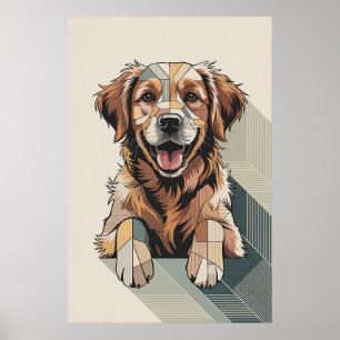 Patchwork Golden Retriever - Geometric Dog Poster