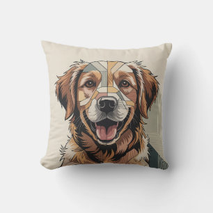 Patchwork Golden Retriever Warm Neutral Throw Pillow