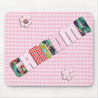 Patchwork 'Grandma' On Checkered Pink Mouse Pad