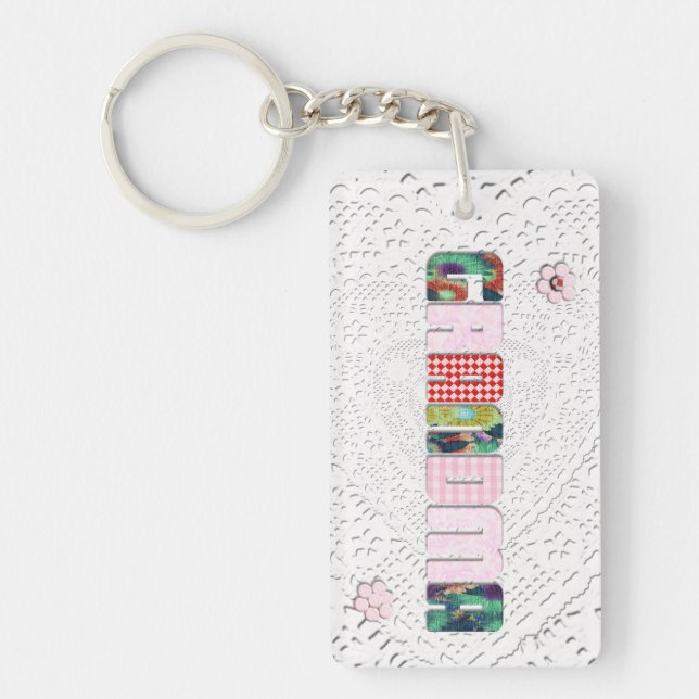 Patchwork 'Grandma' On Lace Keychain (Front)