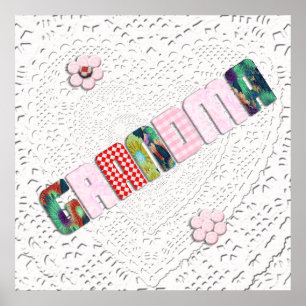 Patchwork 'Grandma' On Lace Poster
