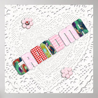Patchwork 'Grandma' On Lace Poster