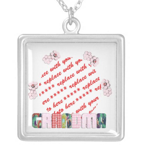 Patchwork Grandma Photo Frame Silver Plated Necklace