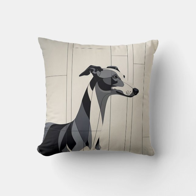 Patchwork Greyhound Elegant Minimalistic Throw Pillow (Front)