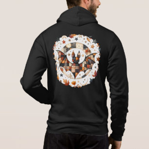 Patchwork Halloween Bat in Autumn Colors Hoodie