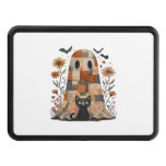 Patchwork Halloween Ghost and Cat , Retro Spooky F Hitch Cover