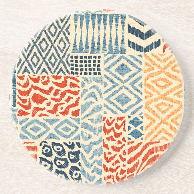 Patchwork Hand Drawn Textures Collection Coaster (Front)