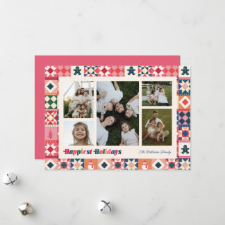 Patchwork Happiest Holidays Multicolored Photo Holiday Card