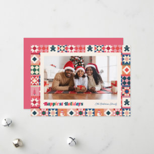 Patchwork Happiest Holidays Multicolored Photo Holiday Card