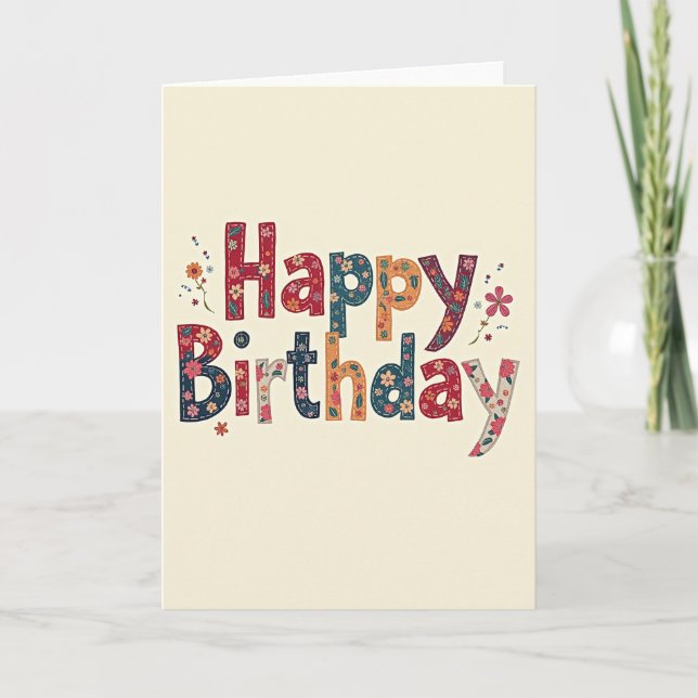 Patchwork Happy Birthday Card (Front)