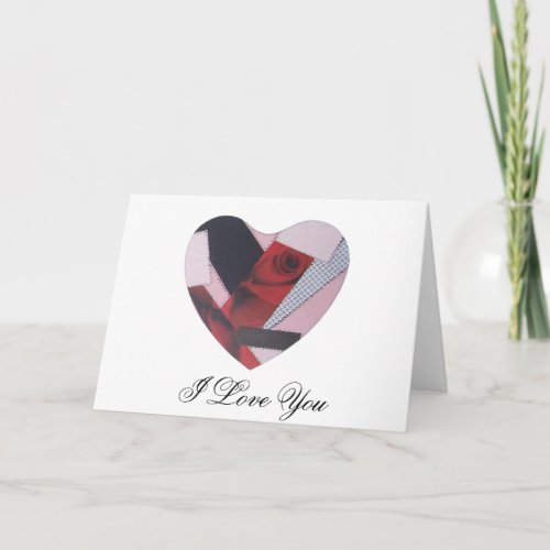 Patchwork Heart I Love You with Poem Holiday Card