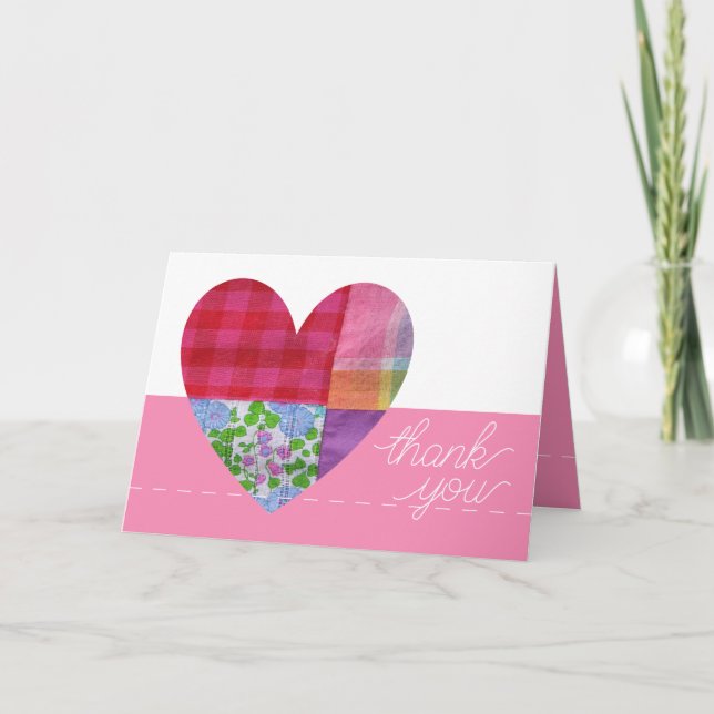 Patchwork Heart Thank You Card (Front)