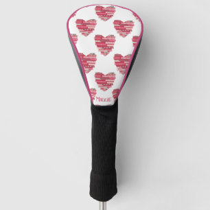 Patchwork Hearts in Pink and Red Golf Head Cover