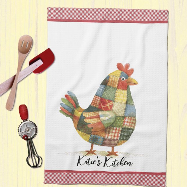Patchwork Hen and Red Gingham  Kitchen Towel (Creator Uploaded)