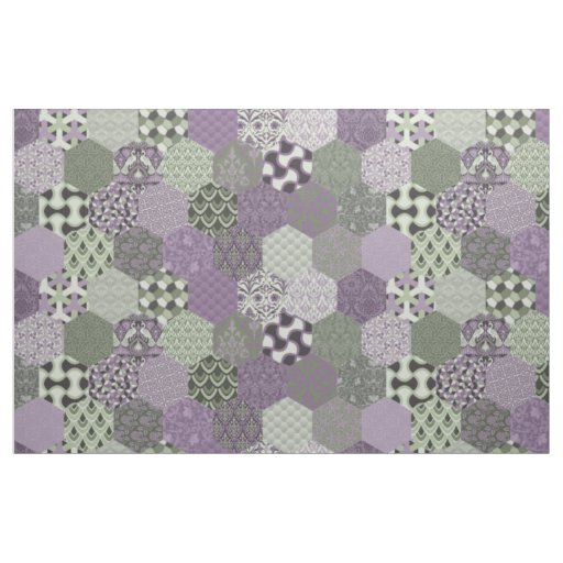 Patchwork Hexagons Lavender and Sage Fabric